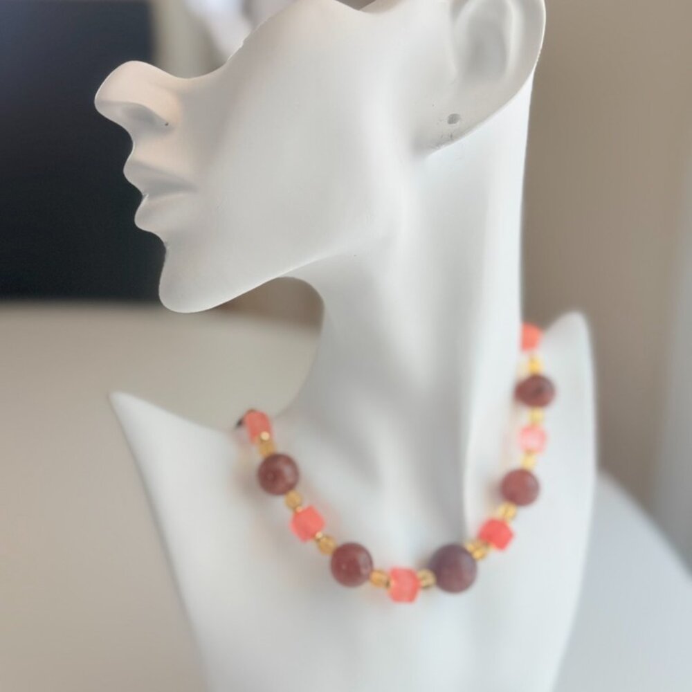 Strawberry Quartz Harmony | Two-Tone Strawberry Quartz Necklace - Picture 6 of 10